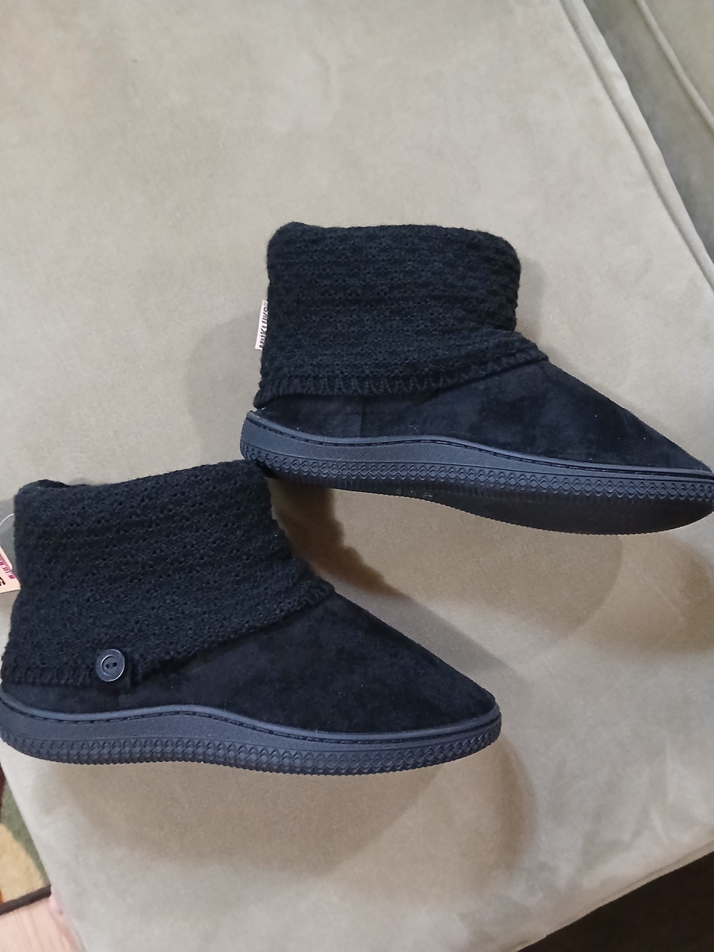 Muk Luks Black Knit Cuff Women's Slipper Boots